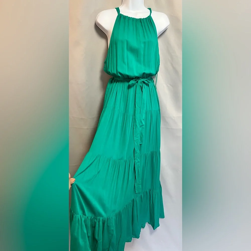 Bluivy‎ Halter Maxi Dress Green Layered NWT Women’s Medium